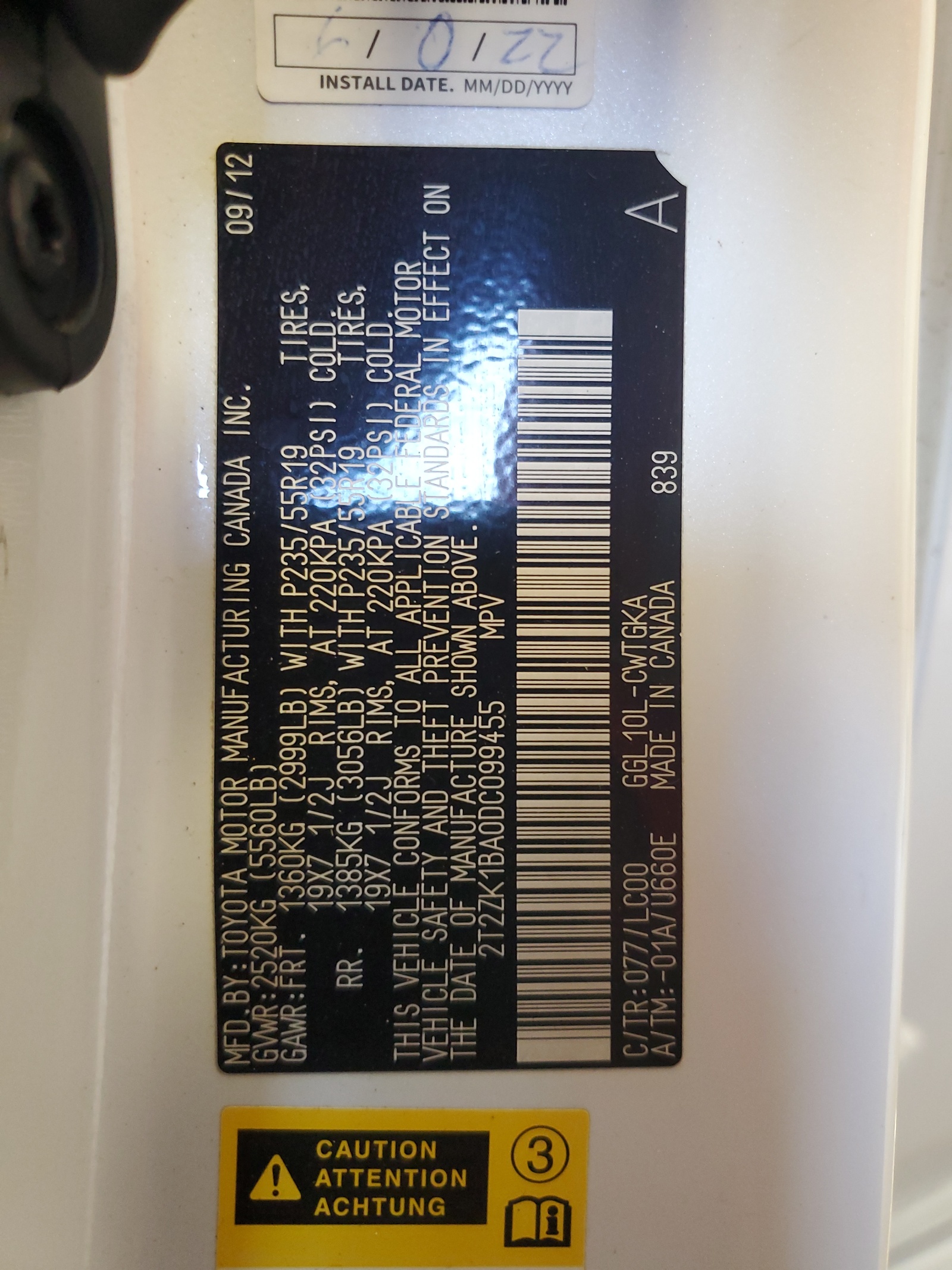 2T2ZK1BA0DC099455 2013 Lexus Rx 350