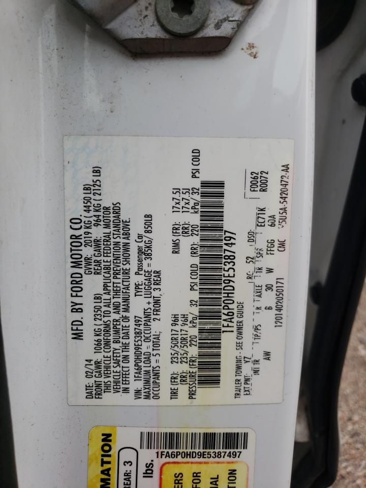 2014 Ford Fusion Se VIN: 1FA6P0HD9E5387497 Lot: 61470214