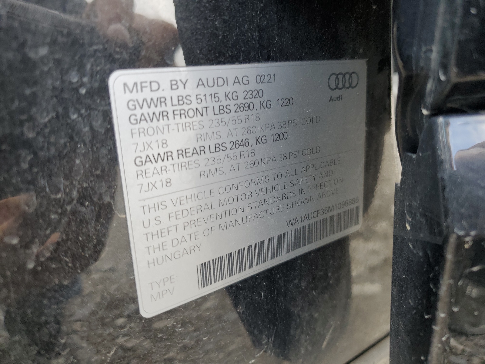 WA1AUCF35M1095886 2021 Audi Q3 Premium 40