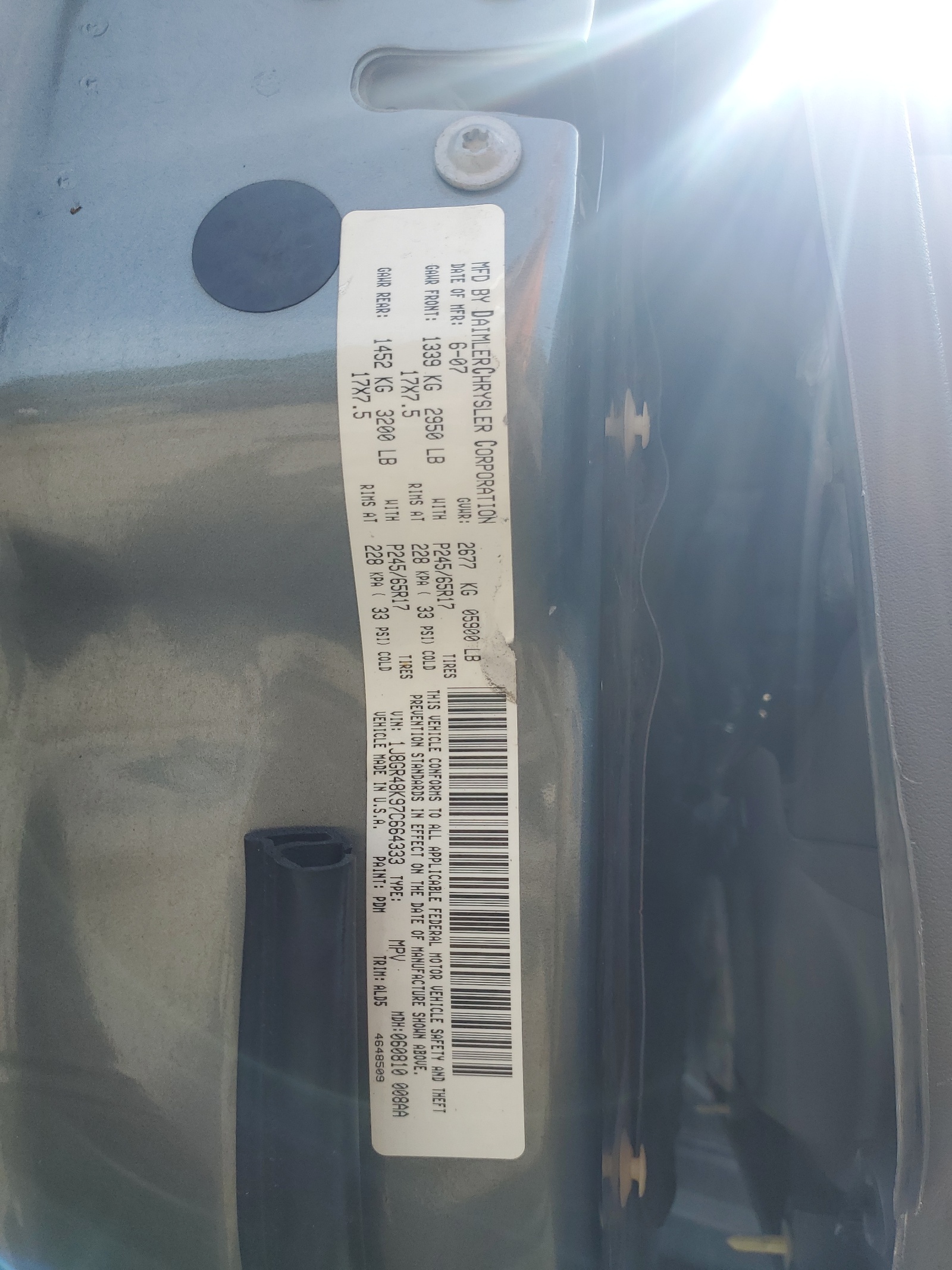 1J8GR48K97C664333 2007 Jeep Grand Cherokee Laredo