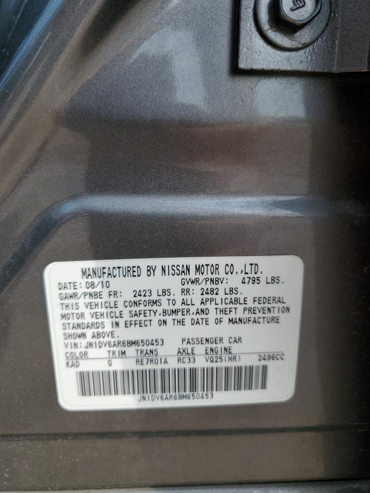 2011 Infiniti G25 VIN: JN1DV6AR6BM650453 Lot: 63889494