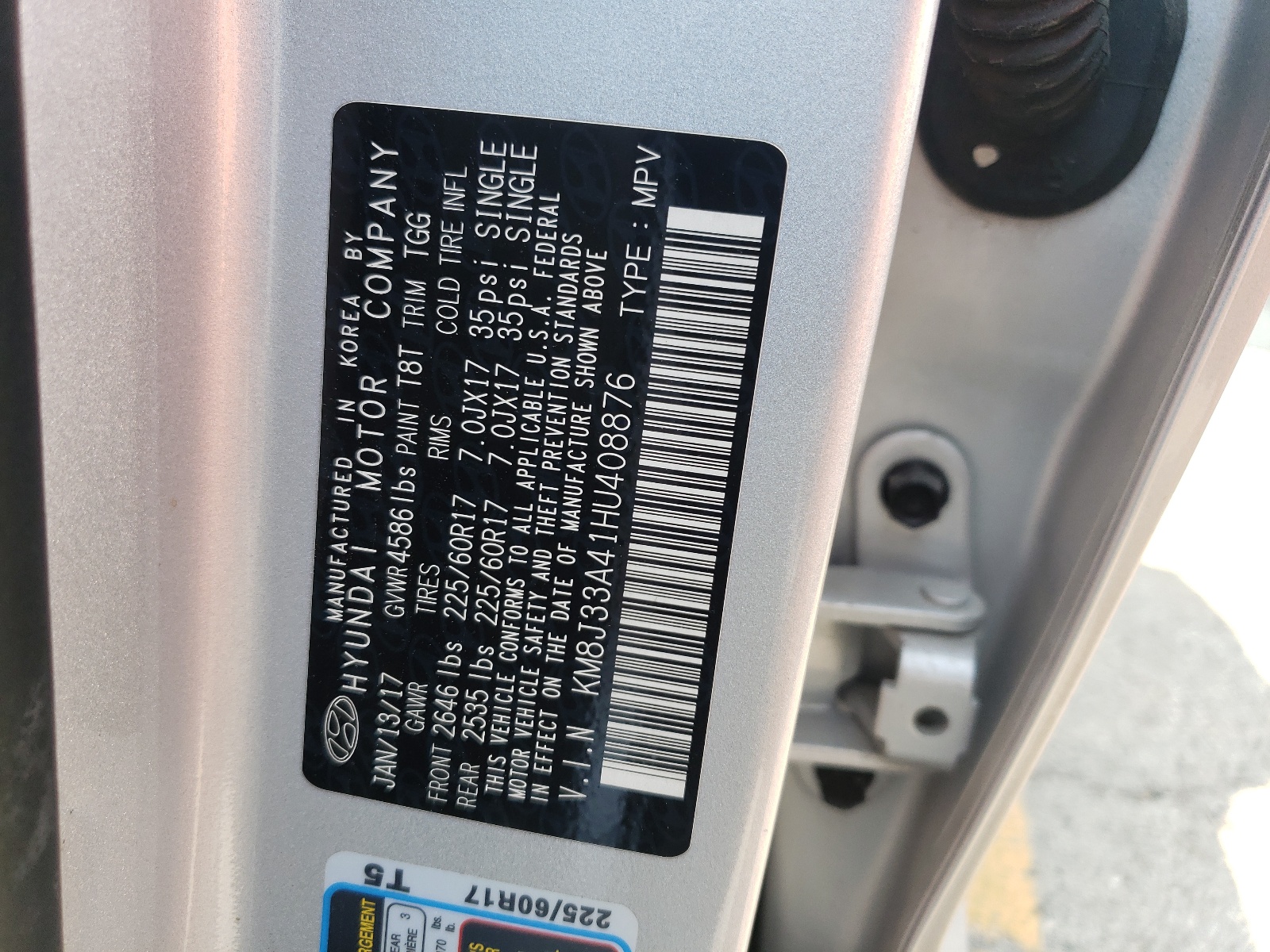 KM8J33A41HU408876 2017 Hyundai Tucson Limited