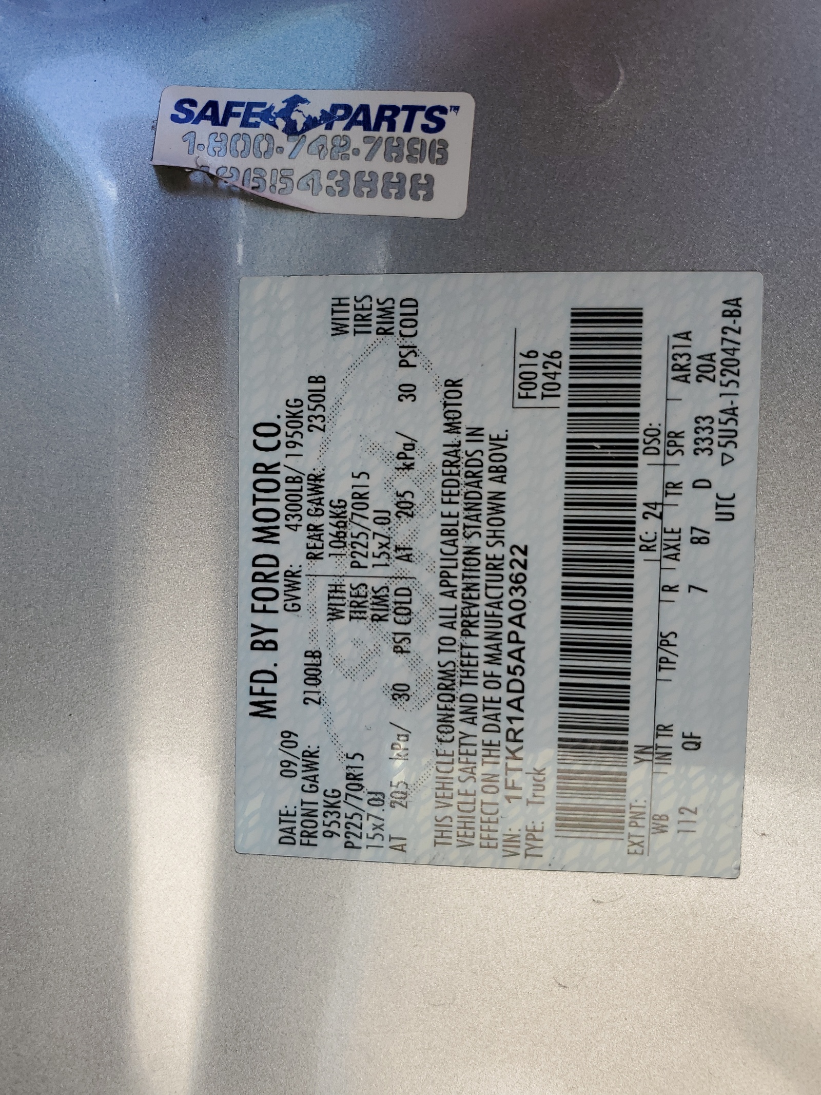 1FTKR1AD5APA03622 2010 Ford Ranger