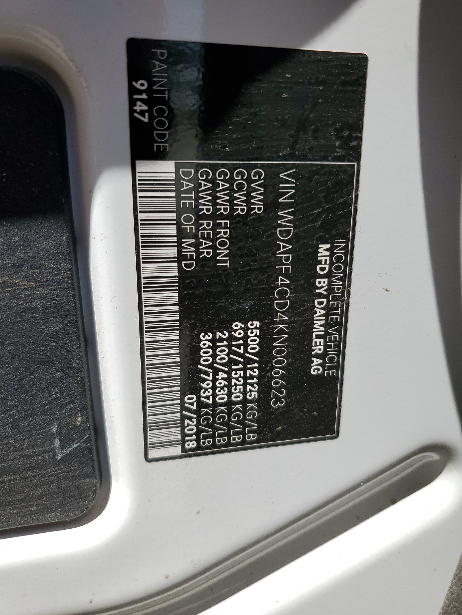 WDAPF4CD4KN006623 2019 Mercedes-Benz Sprinter 3500/4500