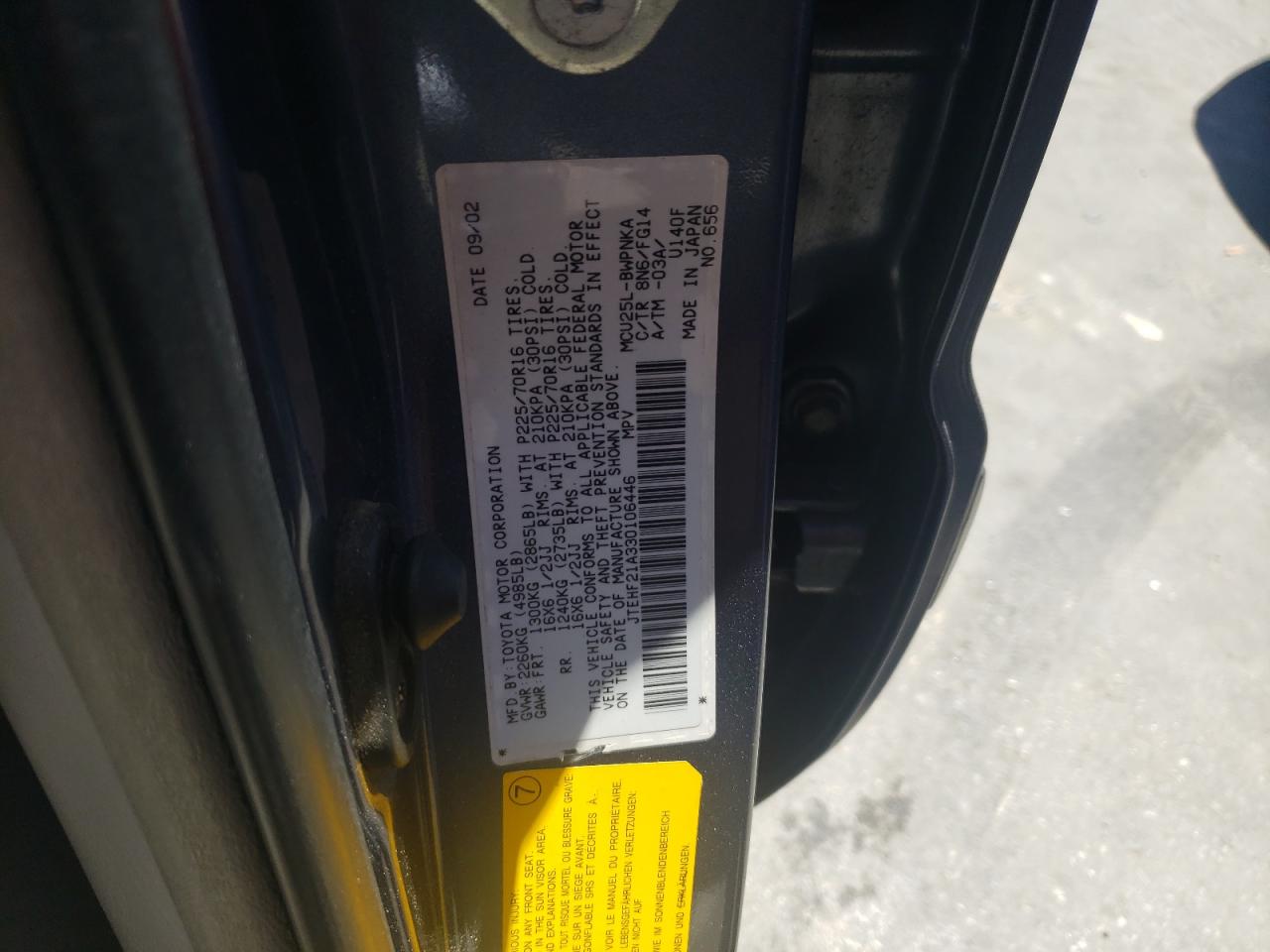 2003 Toyota Highlander Limited VIN: JTEHF21A330106446 Lot: 59679814