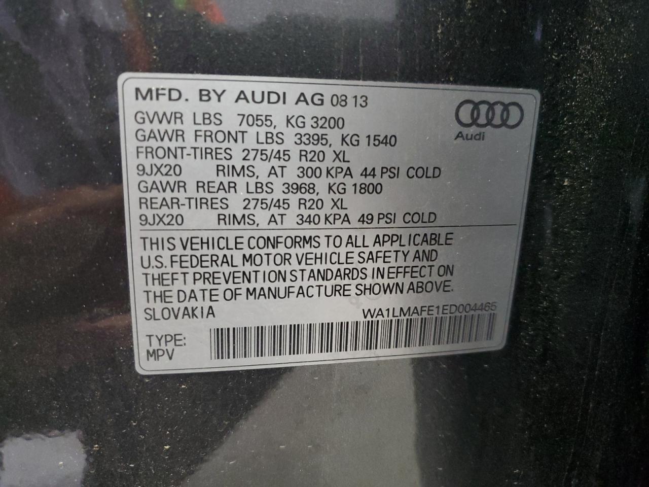 WA1LMAFE1ED004465 2014 Audi Q7 Premium Plus