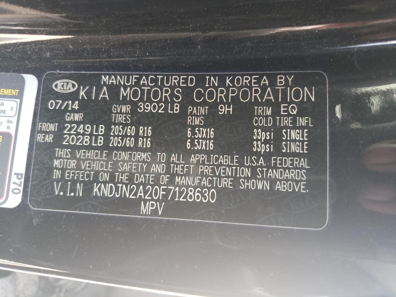 2015 Kia Soul VIN: KNDJN2A20F7128630 Lot: 64401344