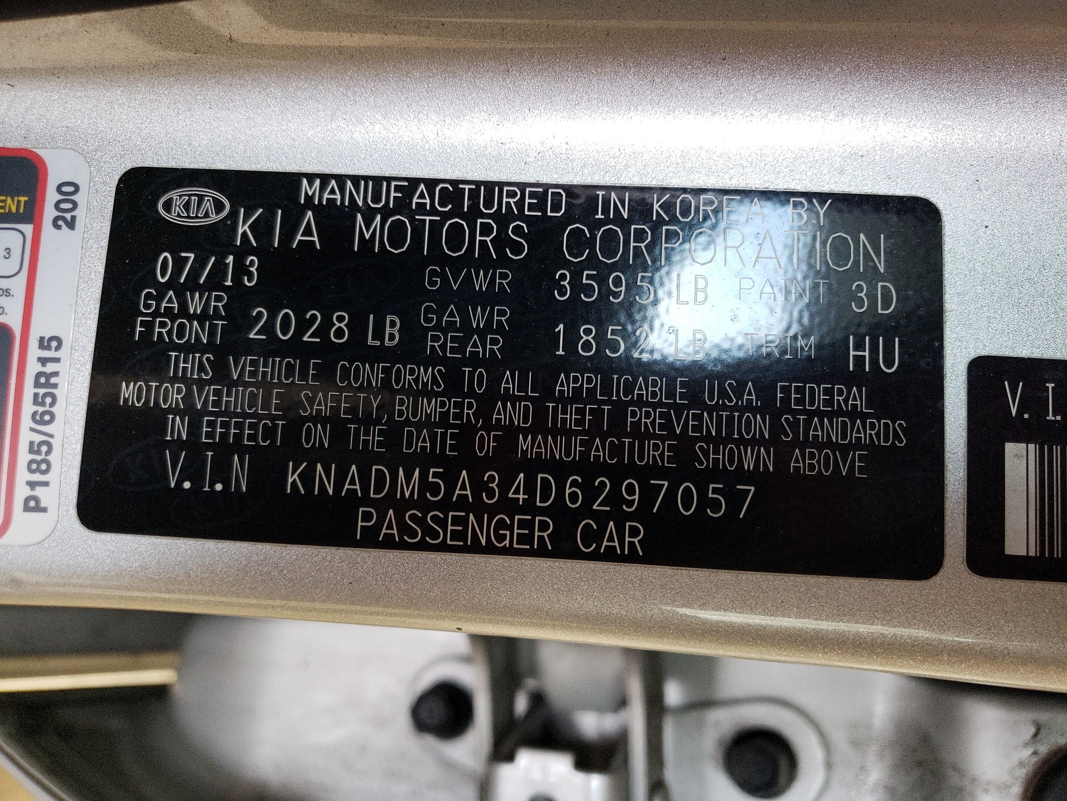 KNADM5A34D6297057 2013 Kia Rio Lx