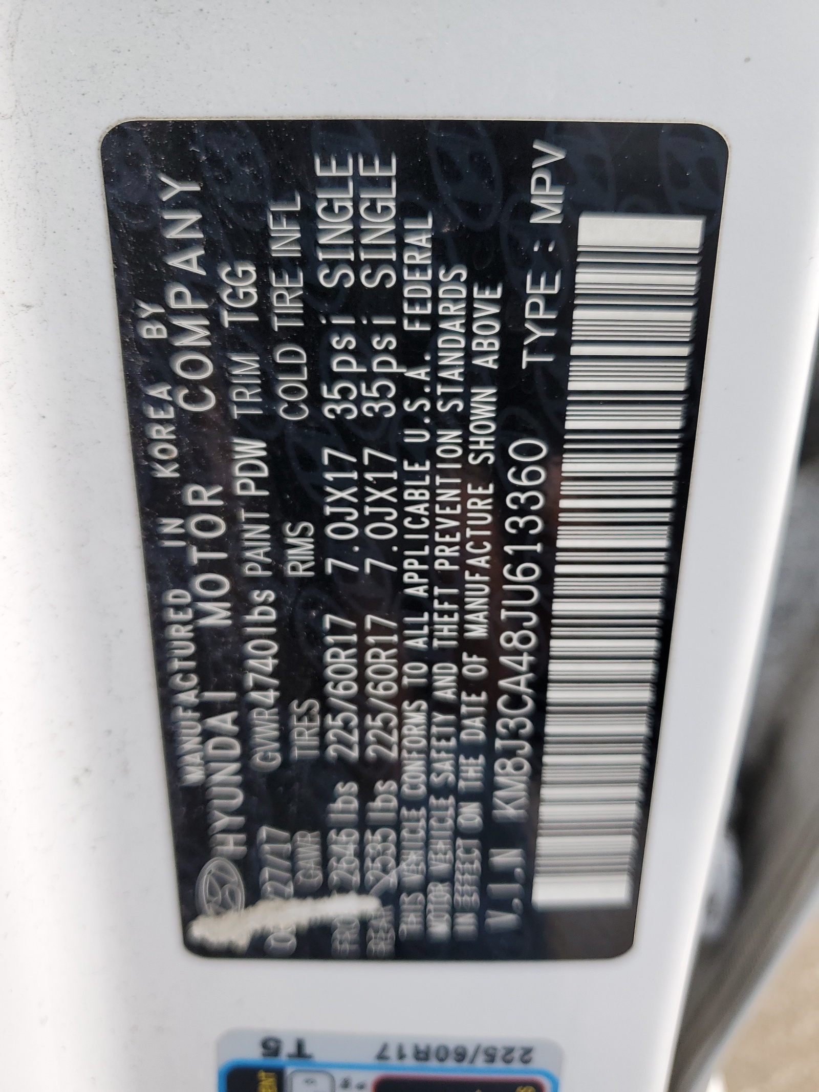 KM8J3CA48JU613360 2018 Hyundai Tucson Sel