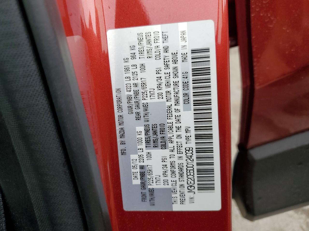 2013 Mazda Cx-5 Touring VIN: JM3KE2CE6D0124039 Lot: 64394104