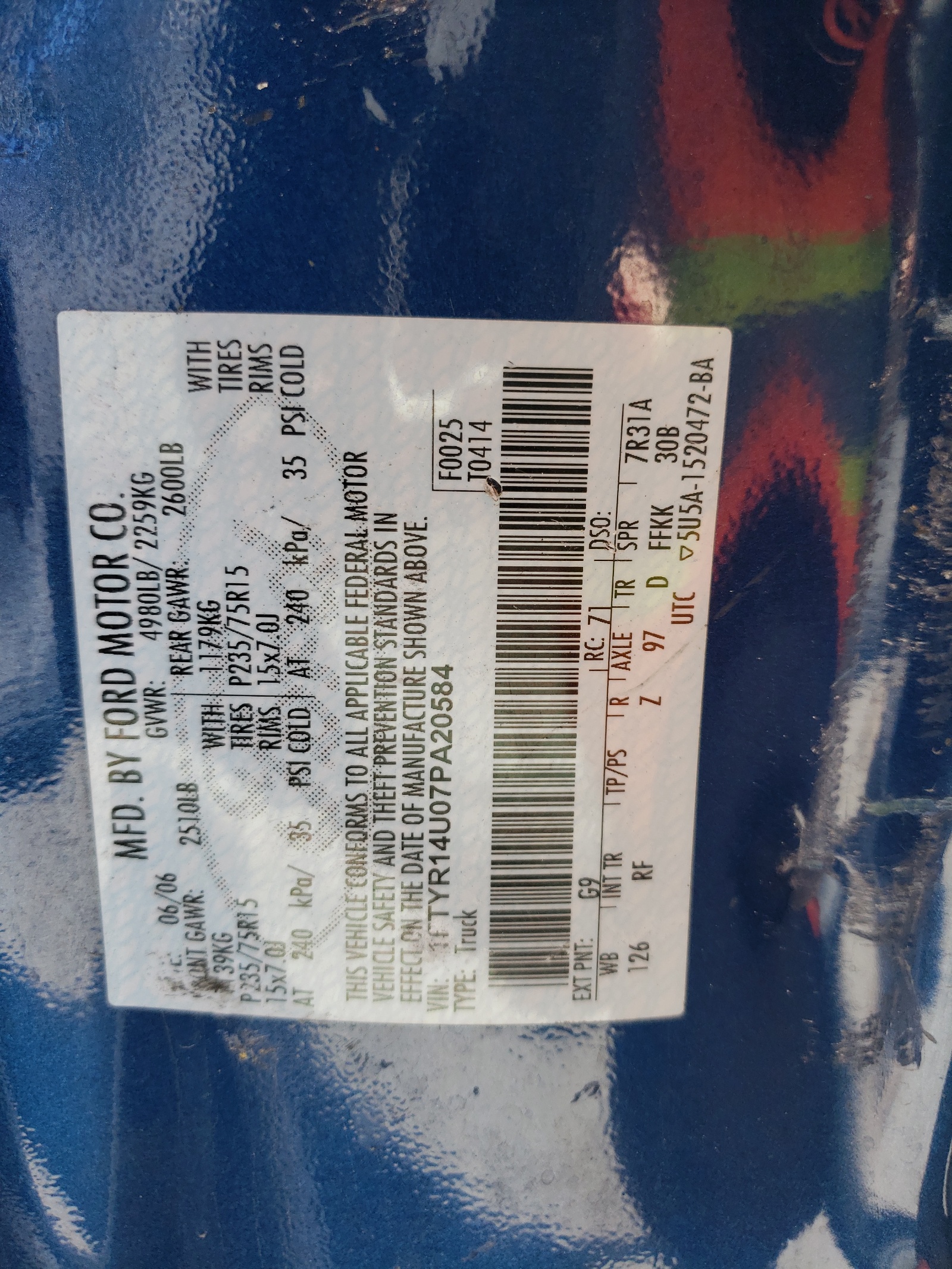 1FTYR14U07PA20584 2007 Ford Ranger Super Cab