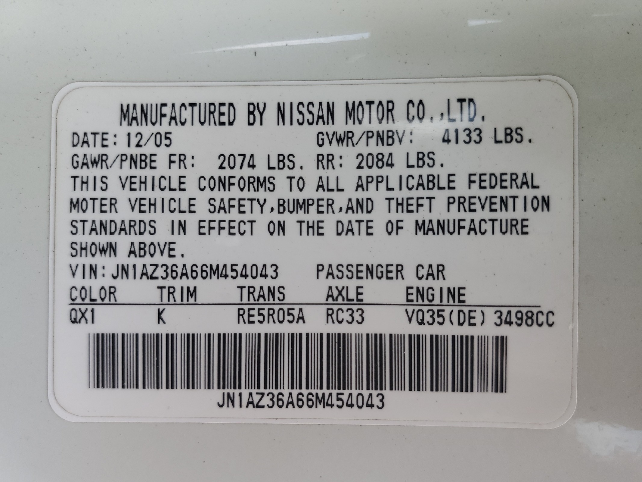 JN1AZ36A66M454043 2006 Nissan 350Z Roadster