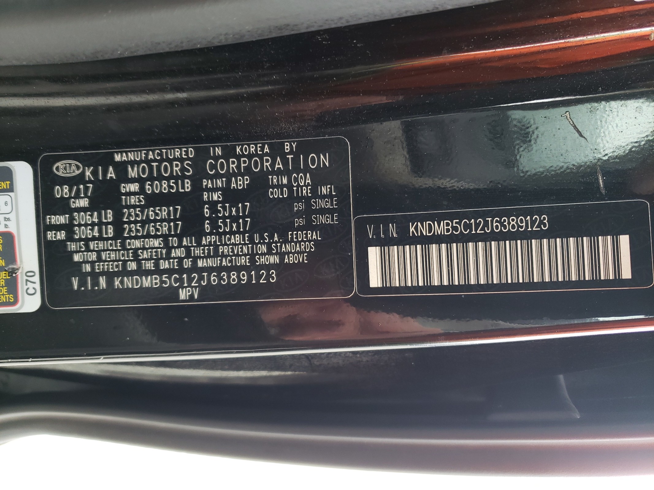 2018 Kia Sedona Lx vin: KNDMB5C12J6389123