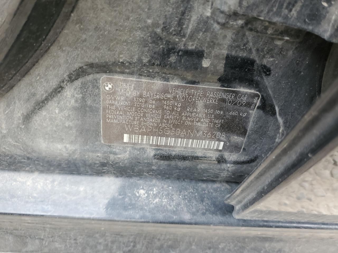 2010 BMW 328 I Sulev VIN: WBAPH5G50ANM36208 Lot: 64431694