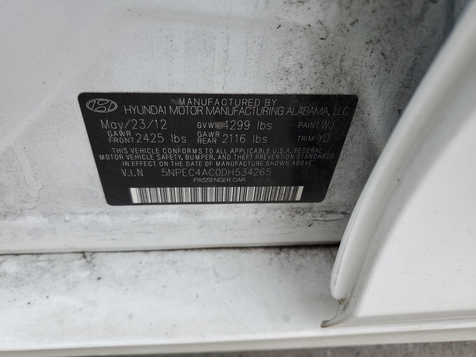 5NPEC4AC0DH534265 2013 Hyundai Sonata Se