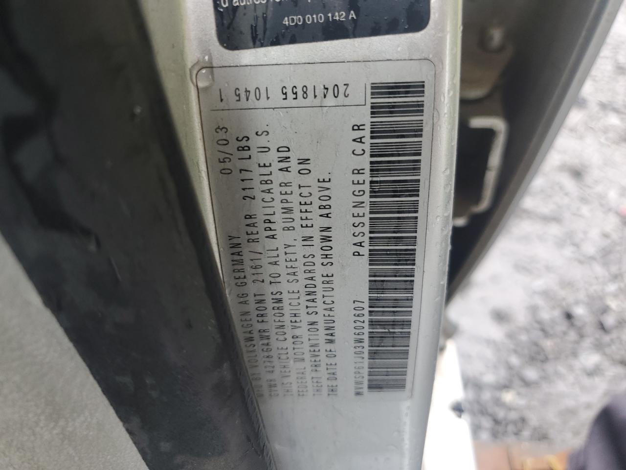 2003 Volkswagen Jetta Gls Tdi VIN: WVWSP61J03W602607 Lot: 64231484