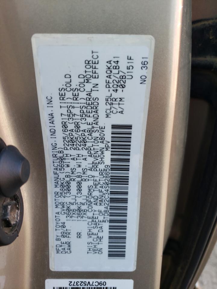 5TDBA22C34S028659 2004 Toyota Sienna Xle