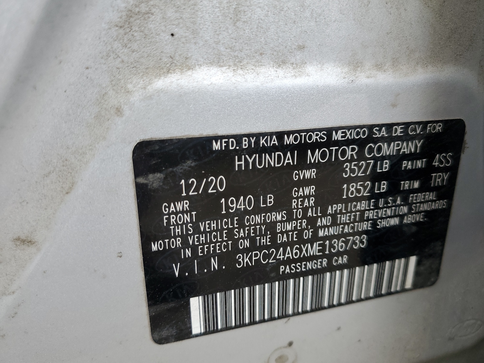 3KPC24A6XME136733 2021 Hyundai Accent Se