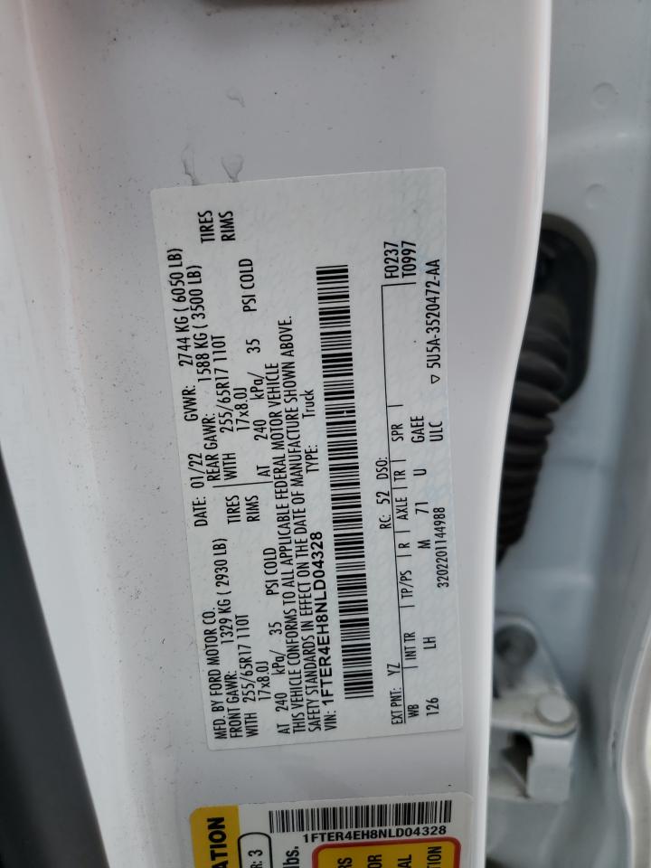 2022 Ford Ranger Xl VIN: 1FTER4EH8NLD04328 Lot: 61965844