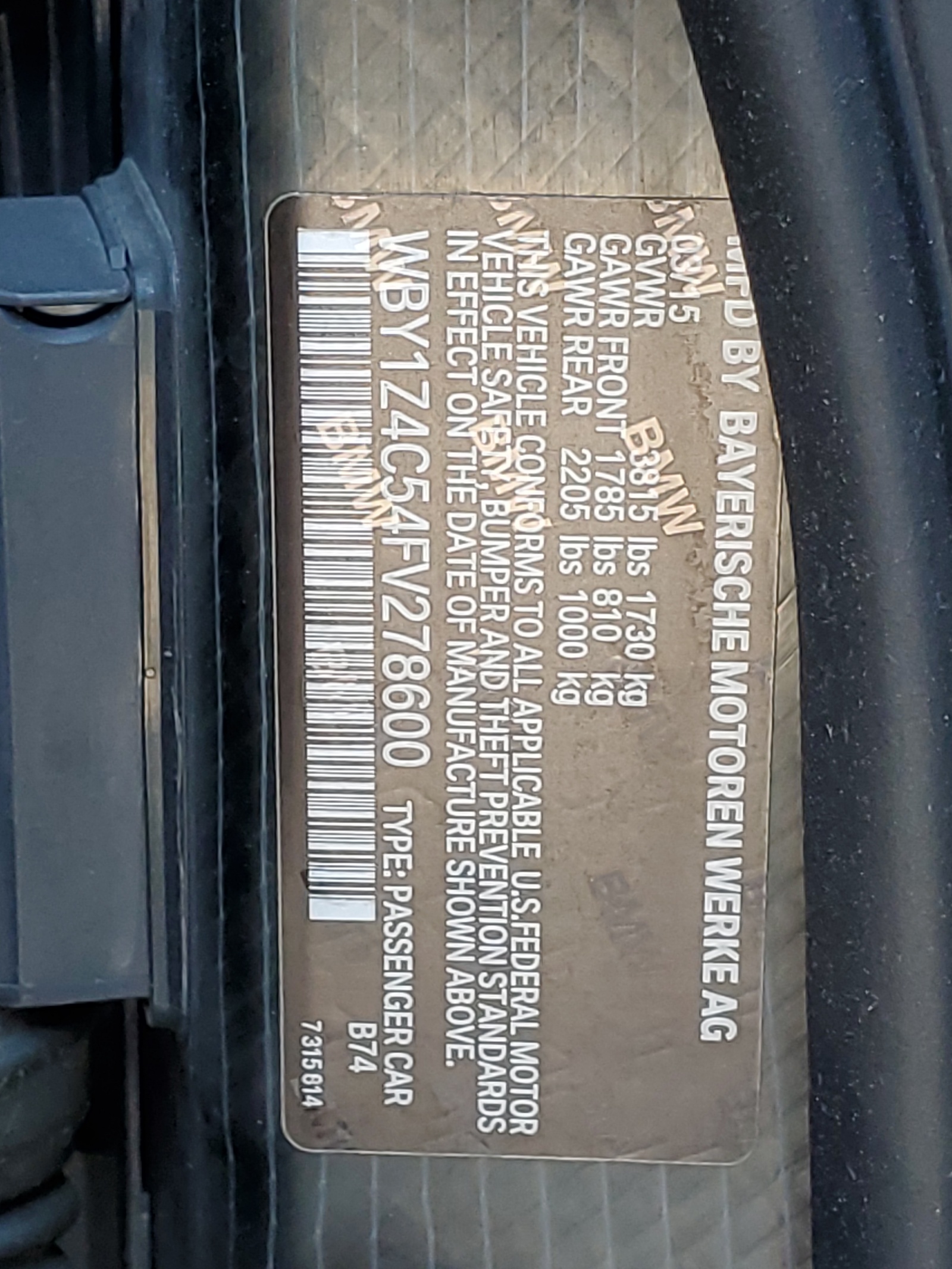 WBY1Z4C54FV278600 2015 BMW I3 Rex