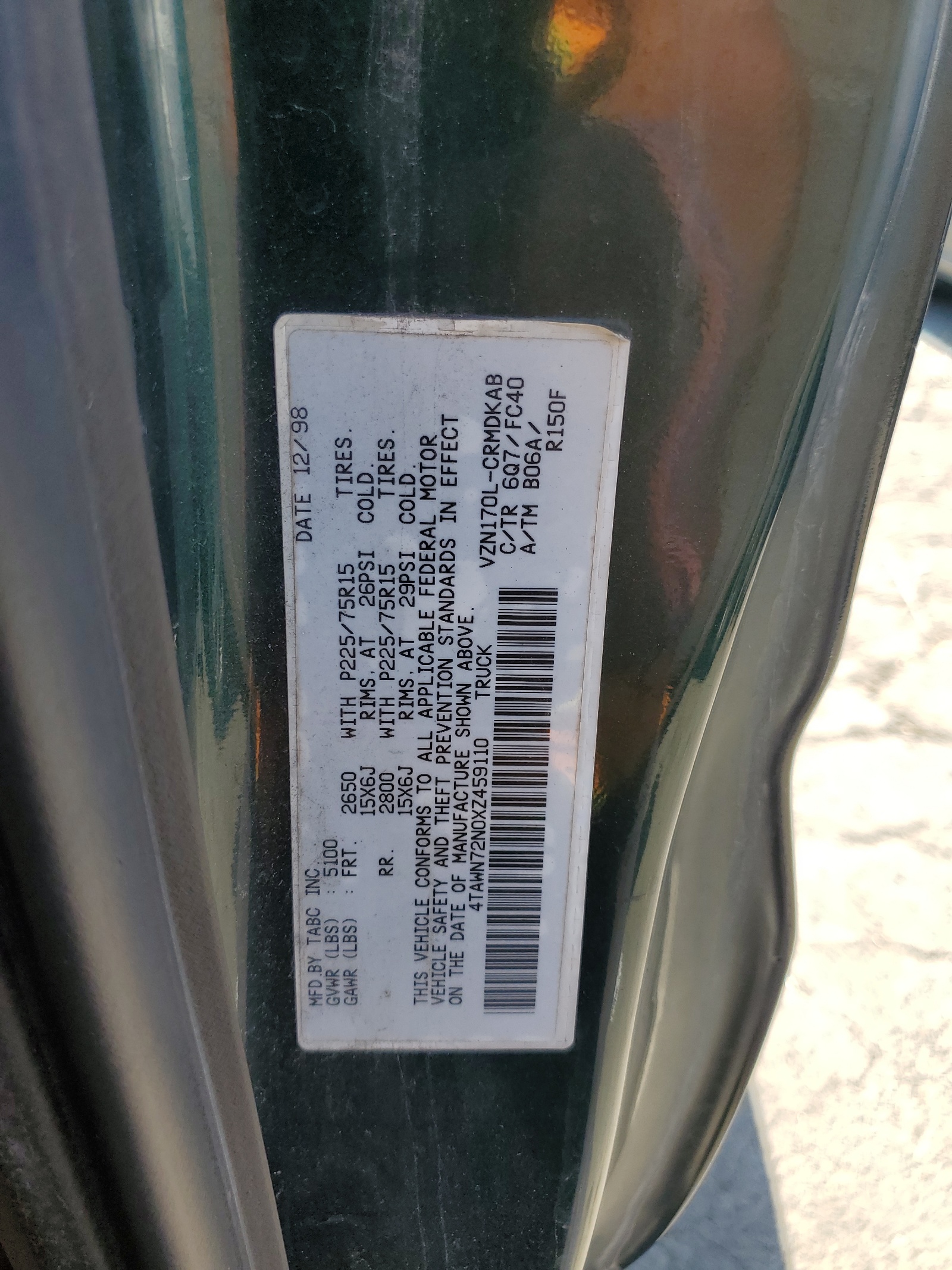 4TAWN72N0XZ459110 1999 Toyota Tacoma Xtracab