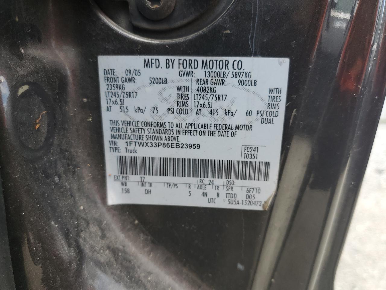 1FTWX33P86EB23959 2006 Ford F350 Super Duty