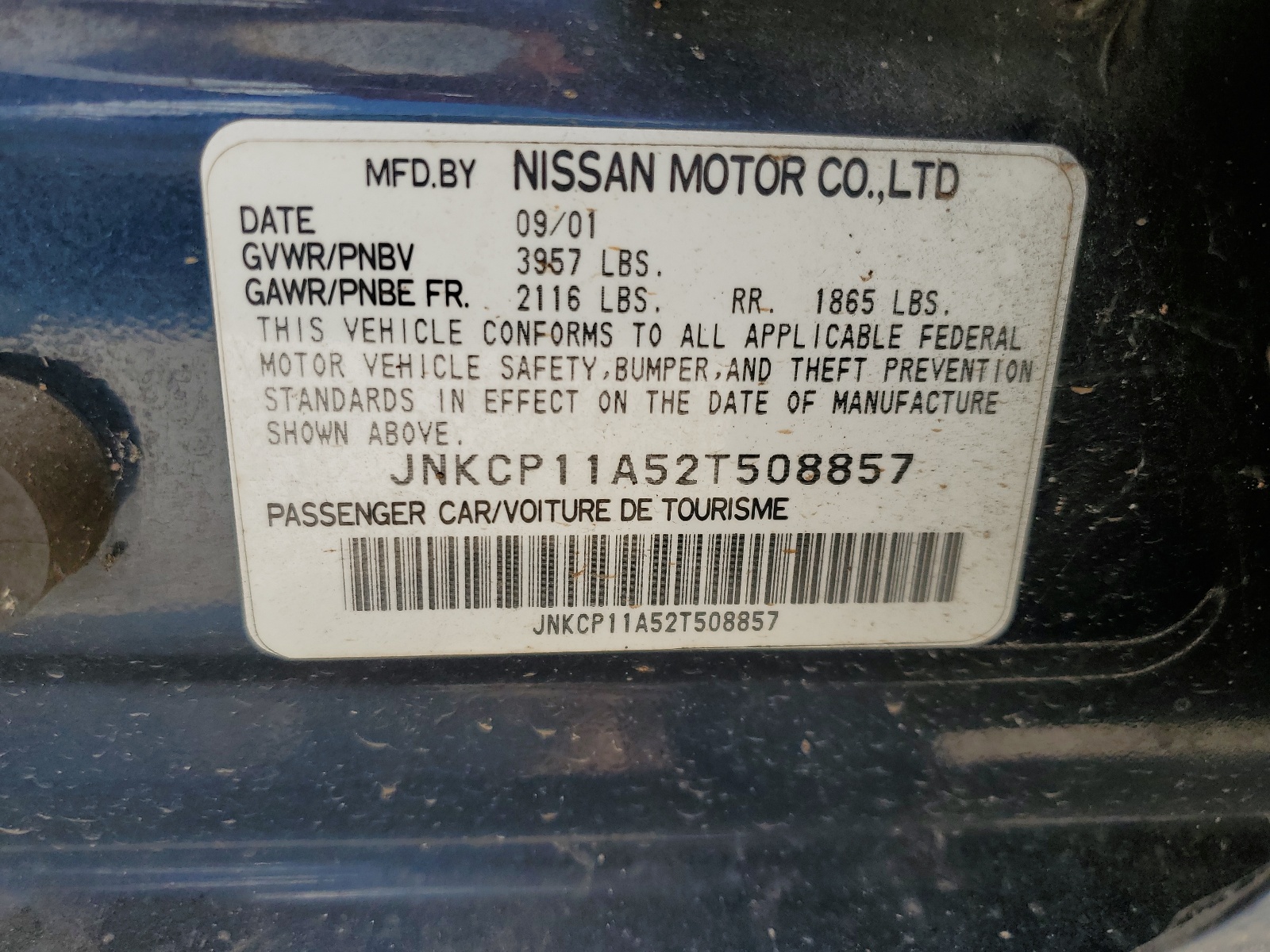 JNKCP11A52T508857 2002 Infiniti G20