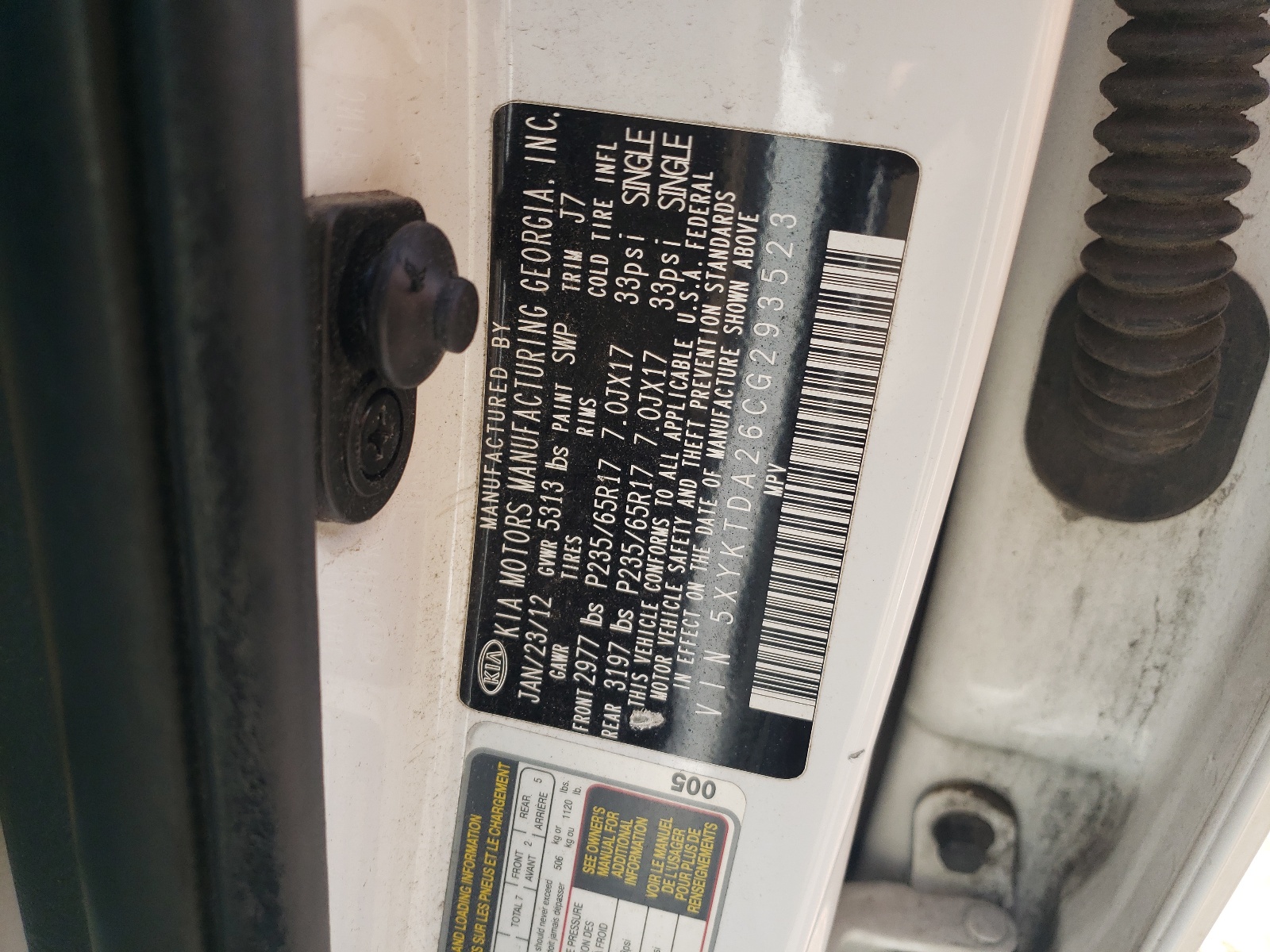 5XYKTDA26CG293523 2012 Kia Sorento Base