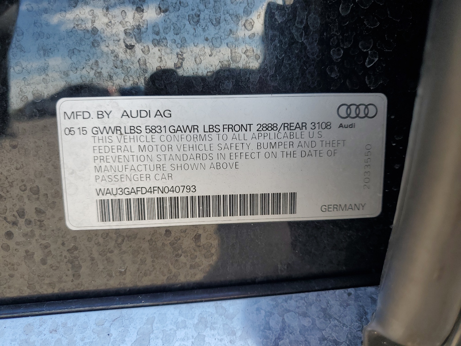 WAU3GAFD4FN040793 2015 Audi A8 L Quattro