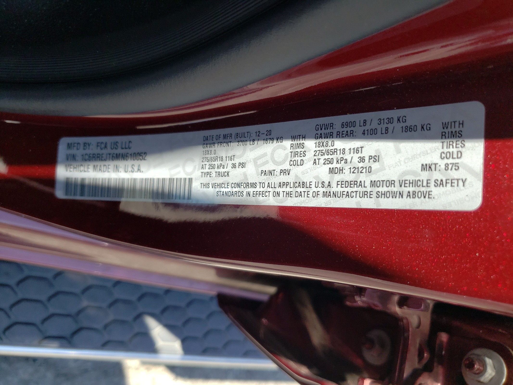 1C6RREJT6MN610052 2021 Ram 1500 Laramie