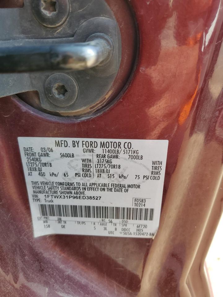 1FTWX31P96ED38527 2006 Ford F350 Srw Super Duty