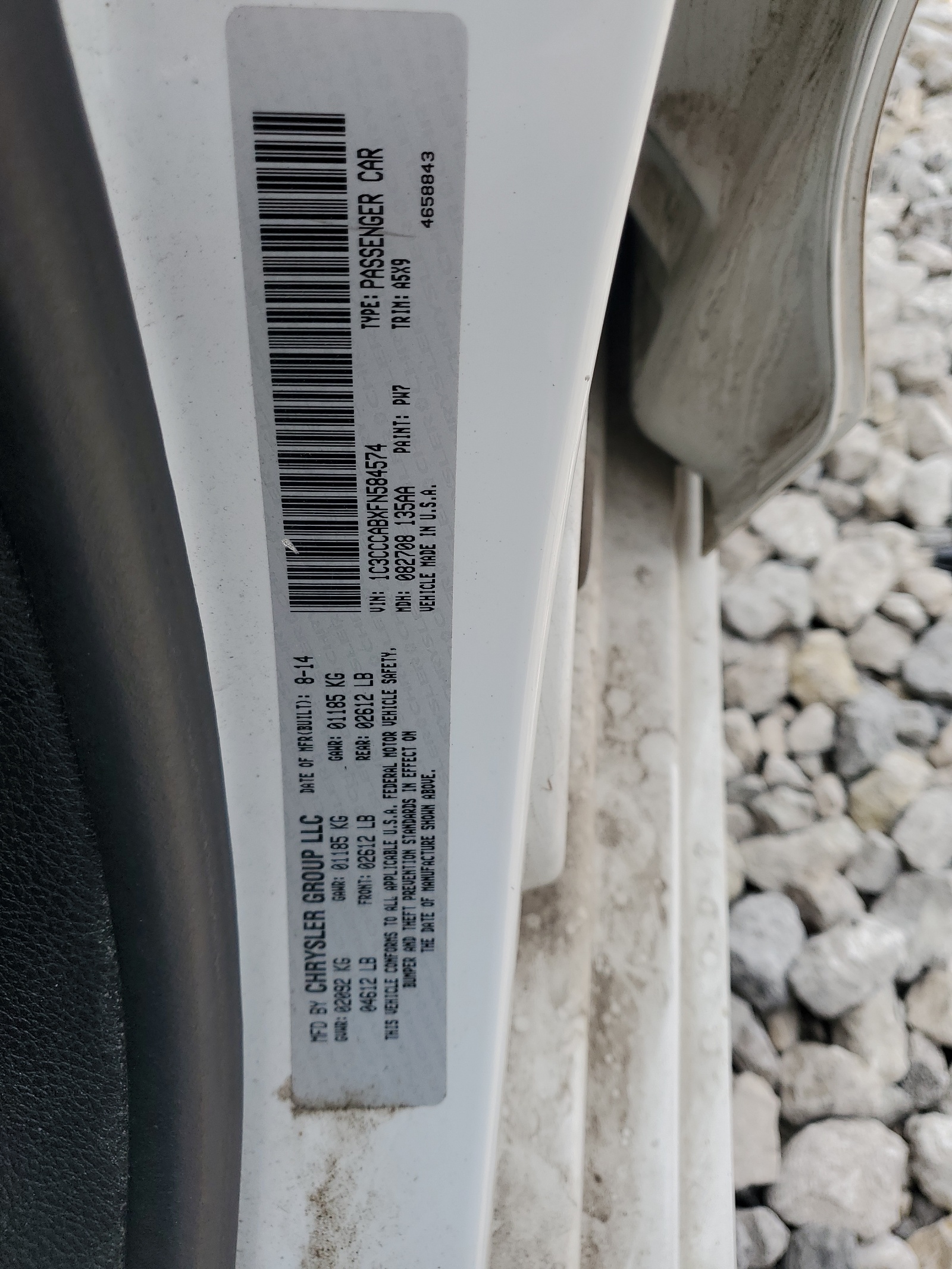 1C3CCCABXFN584574 2015 Chrysler 200 Limited