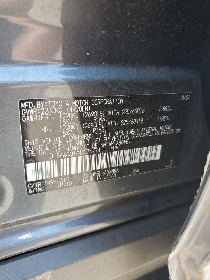 2021 Toyota Venza Le VIN: JTEAAAAH7MJ076774 Lot: 62653194