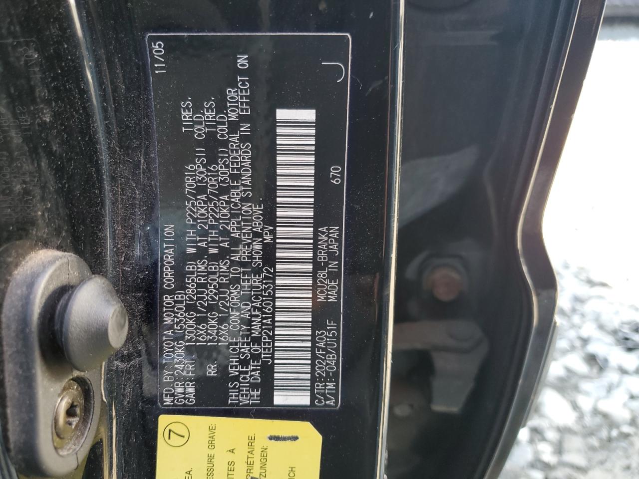 2006 Toyota Highlander Limited VIN: JTEEP21A160153172 Lot: 63561754