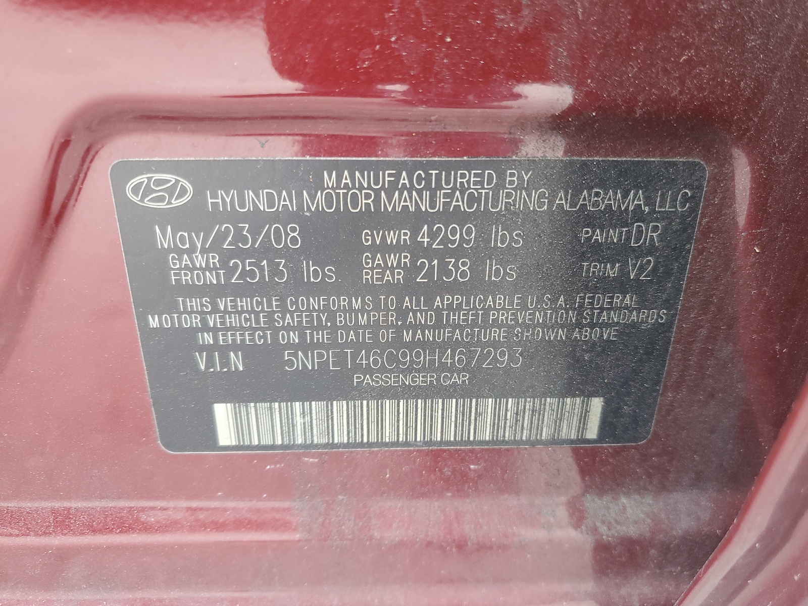 5NPET46C99H467293 2009 Hyundai Sonata Gls