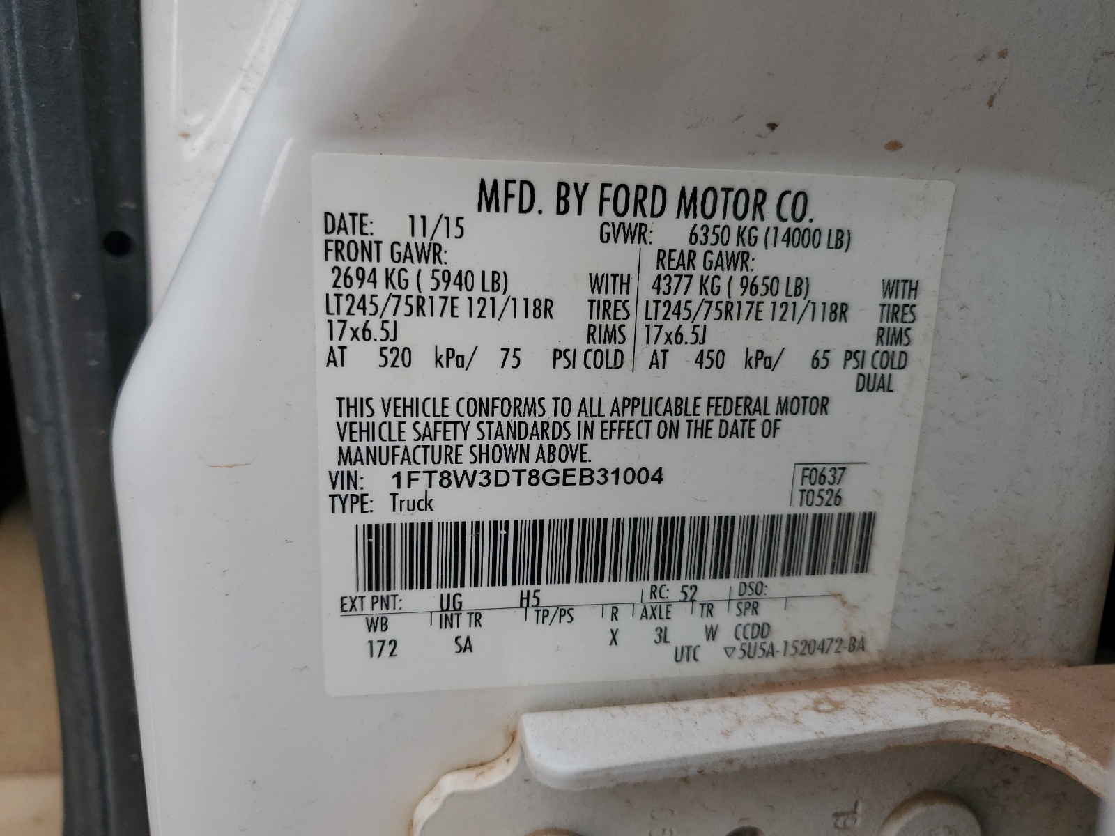 1FT8W3DT8GEB31004 2016 Ford F350 Super Duty