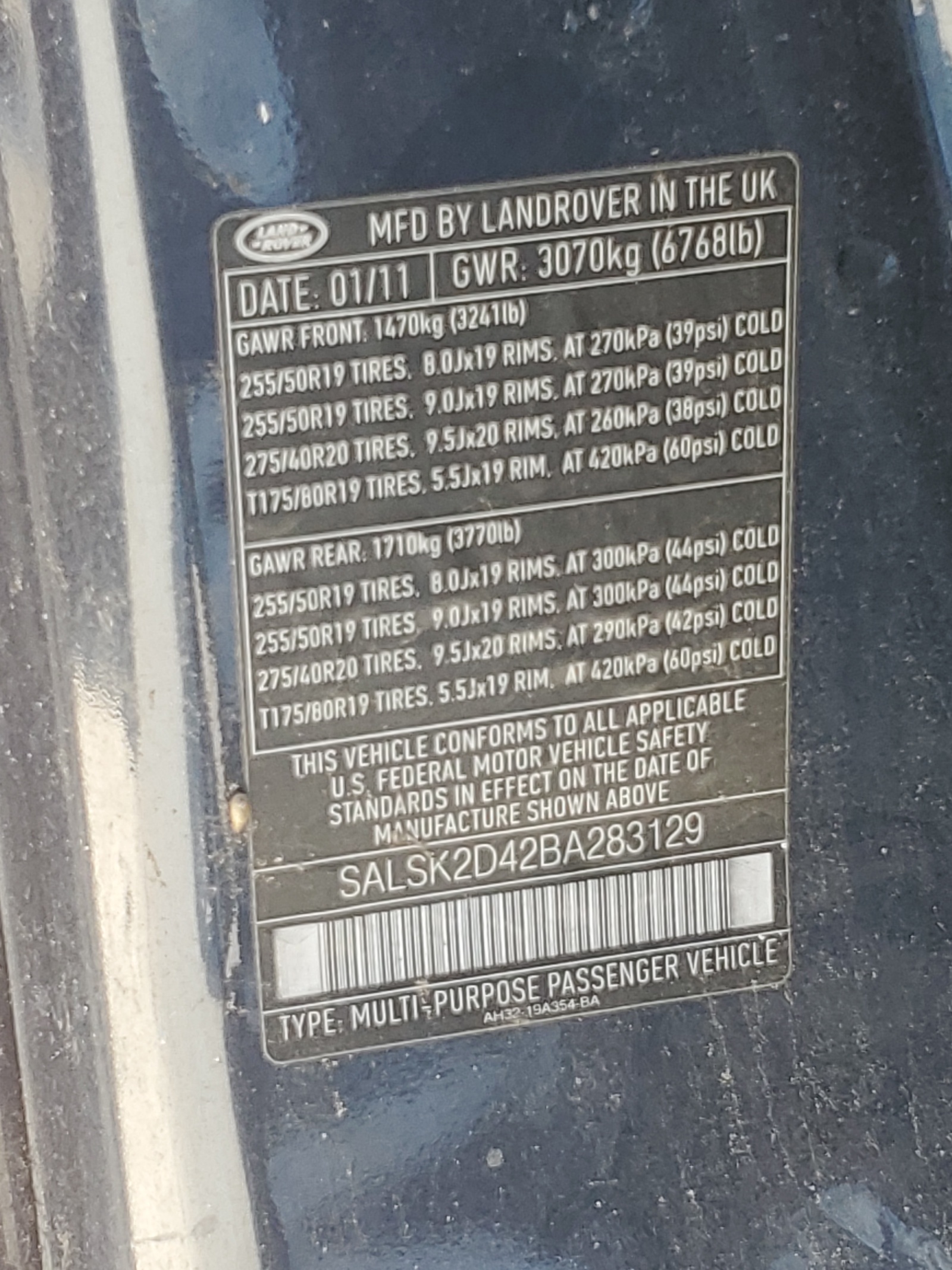 SALSK2D42BA283129 2011 Land Rover Range Rover Sport Lux