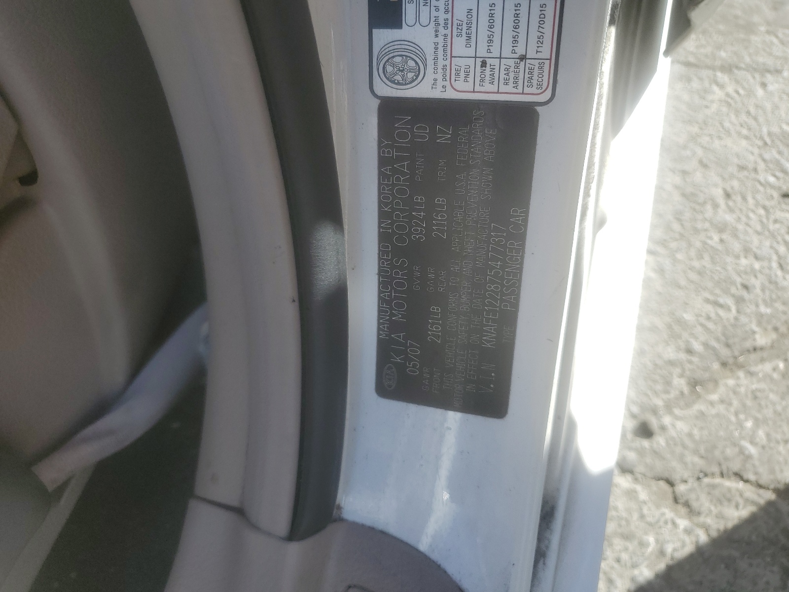 KNAFE122875477317 2007 Kia Spectra Ex