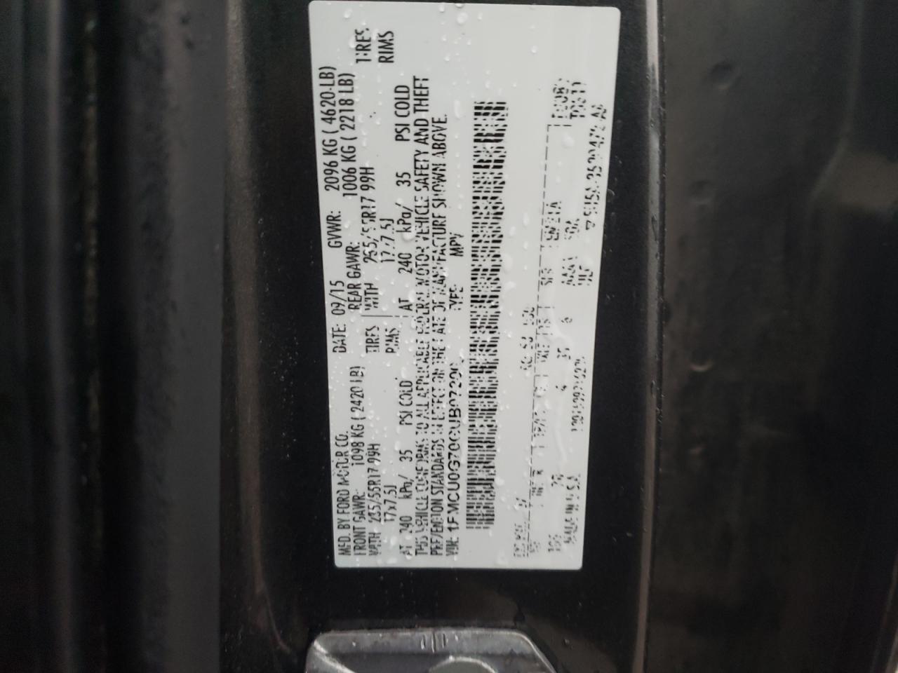 2016 Ford Escape Se VIN: 1FMCU0G70GUB07200 Lot: 61404364