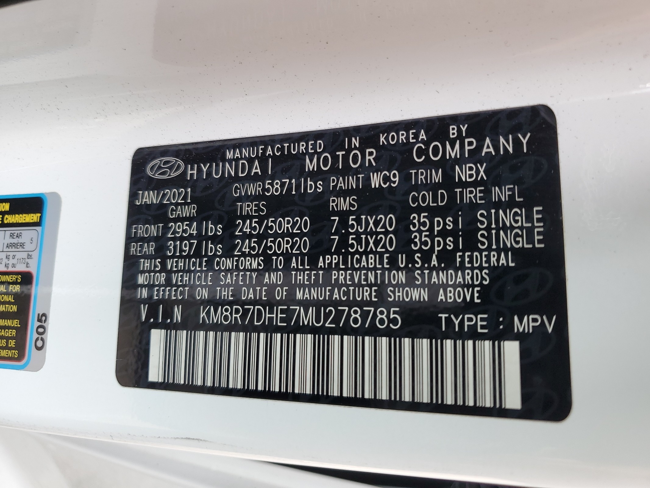 KM8R7DHE7MU278785 2021 Hyundai Palisade Calligraphy