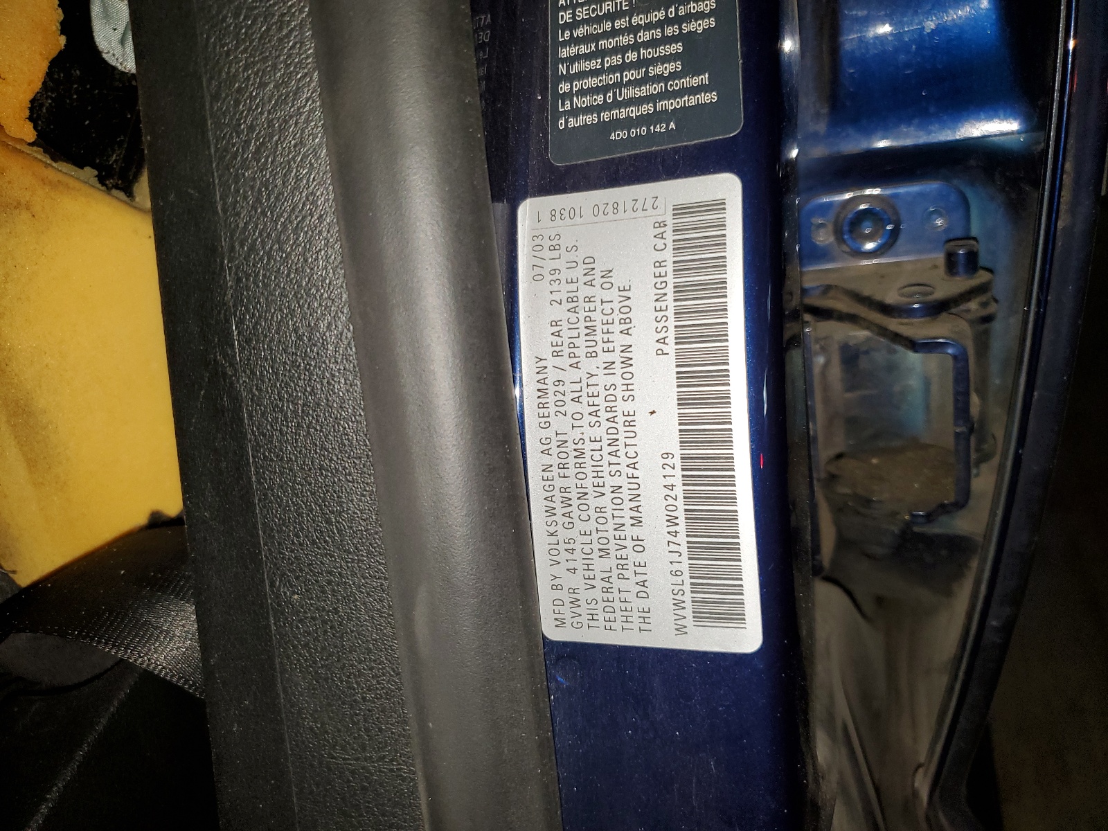 WVWSL61J74W024129 2004 Volkswagen Jetta Gls