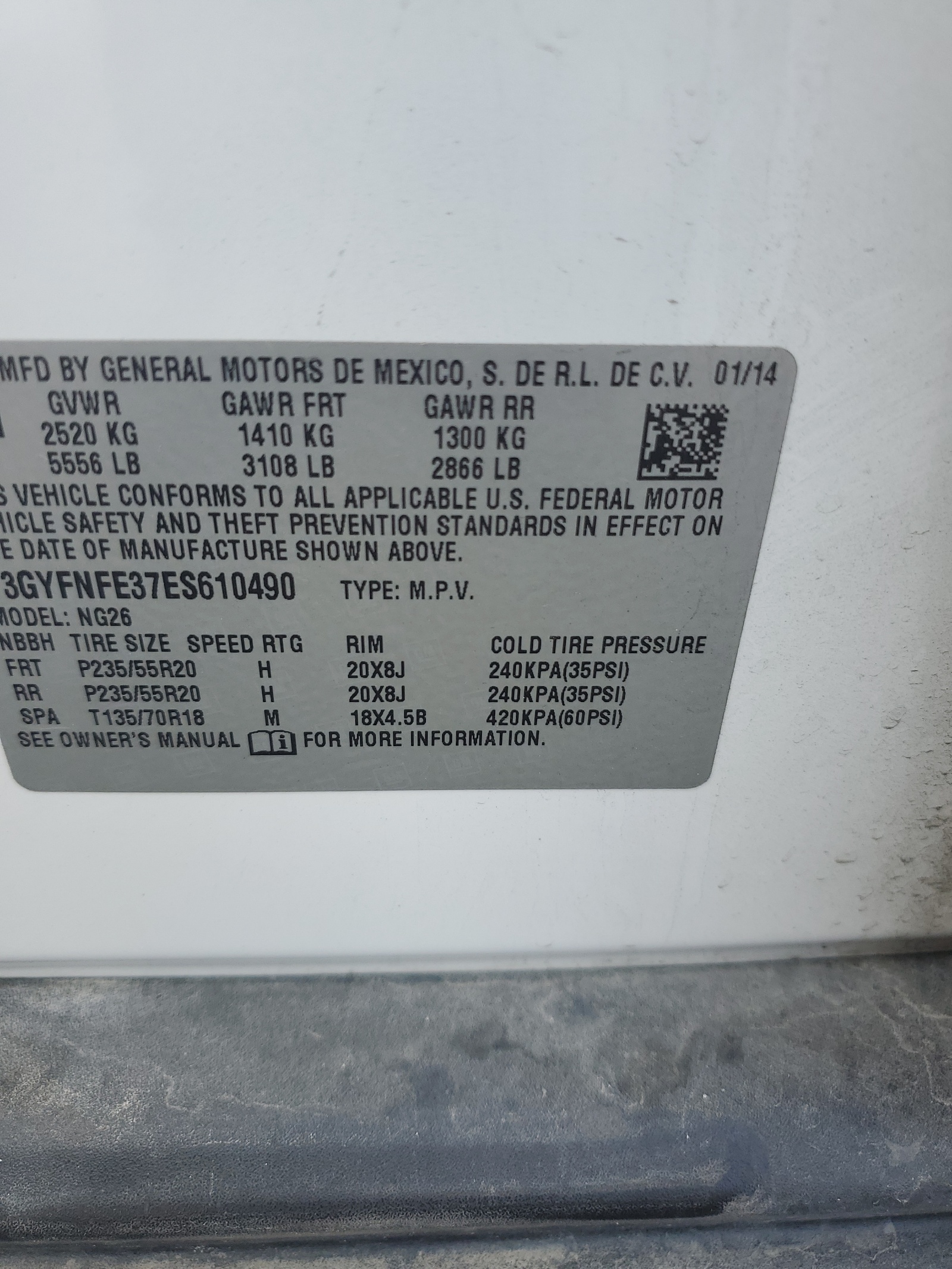 3GYFNFE37ES610490 2014 Cadillac Srx Performance Collection