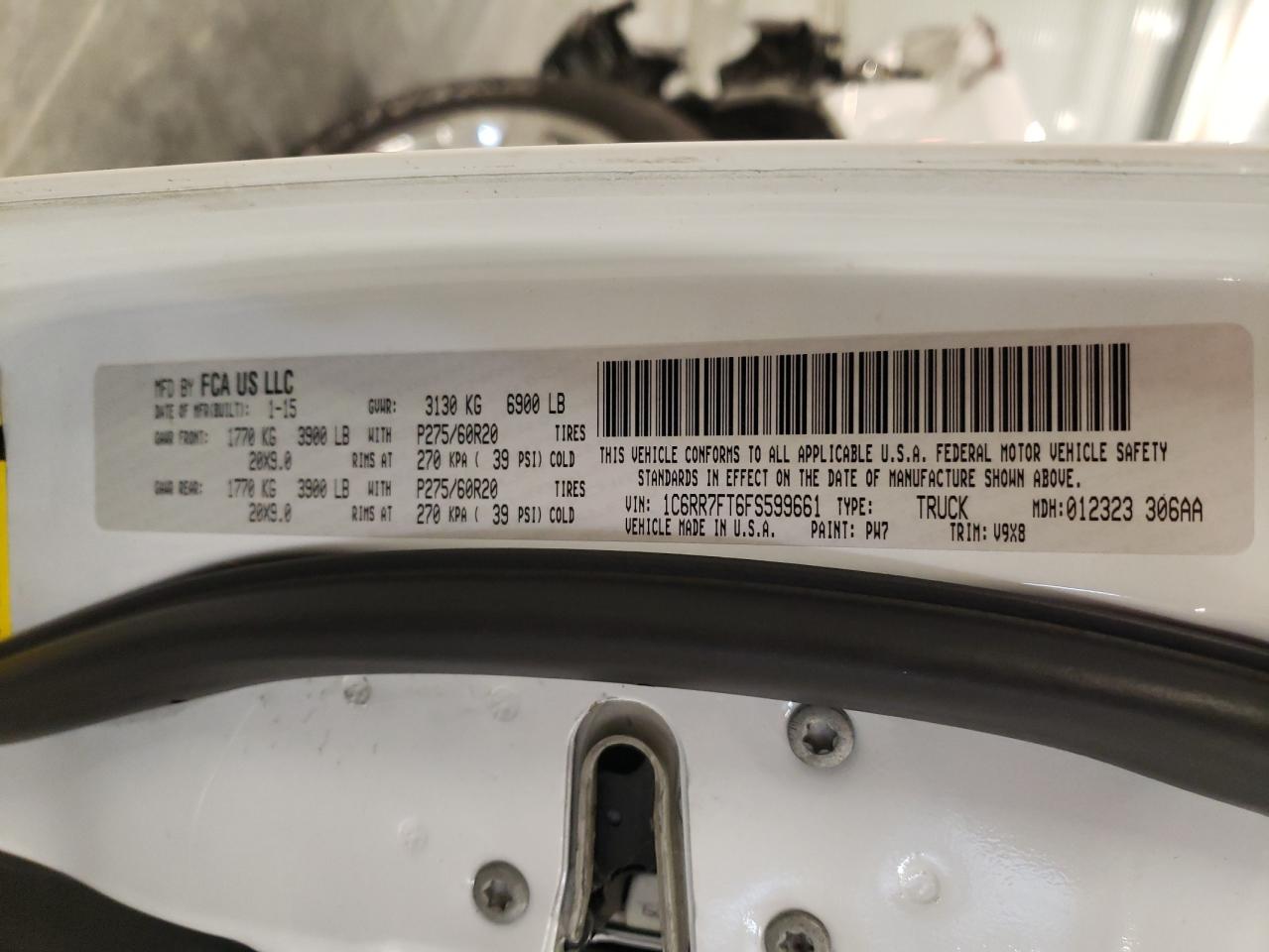 2015 Ram 1500 St VIN: 1C6RR7FT6FS599661 Lot: 64693784