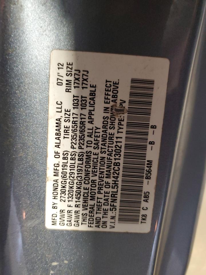 2012 Honda Odyssey Ex VIN: 5FNRL5H42CB130211 Lot: 65585484