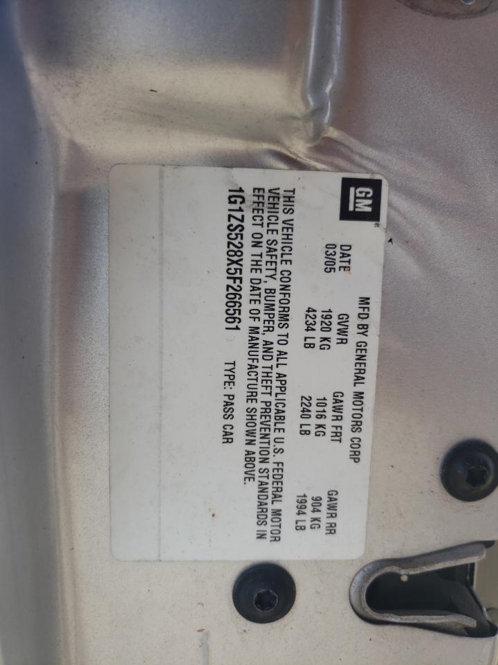 2005 Chevrolet Malibu VIN: 1G1ZS528X5F266561 Lot: 62643074