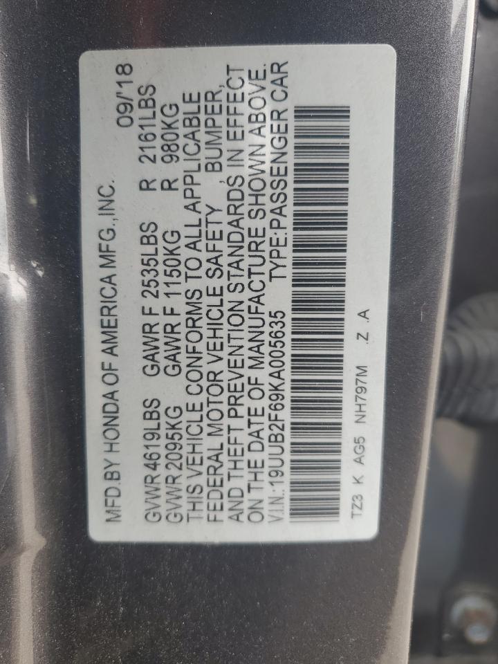 19UUB2F69KA005635 2019 Acura Tlx Technology