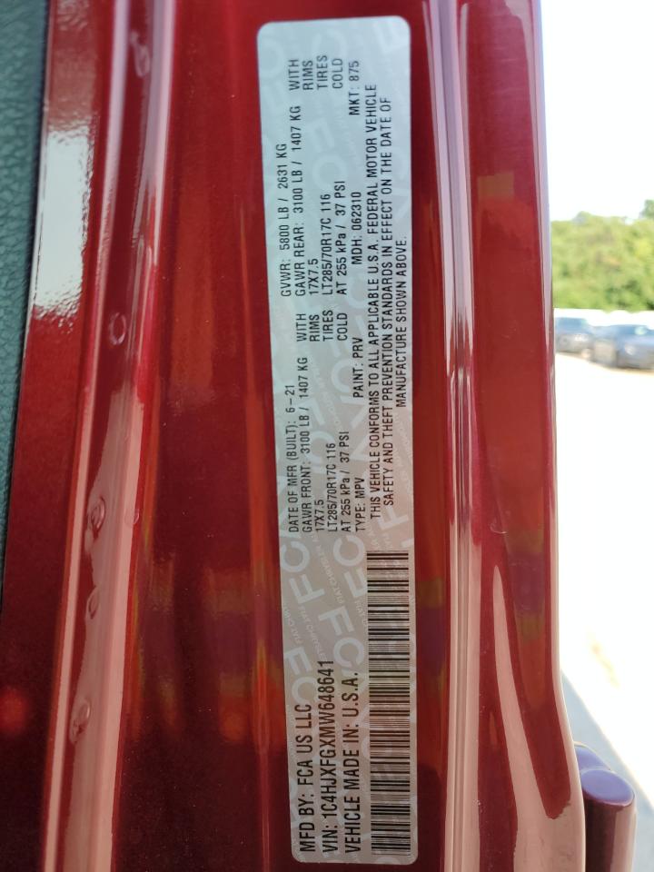 2021 Jeep Wrangler Unlimited Rubicon VIN: 1C4HJXFGXMW648641 Lot: 63912014