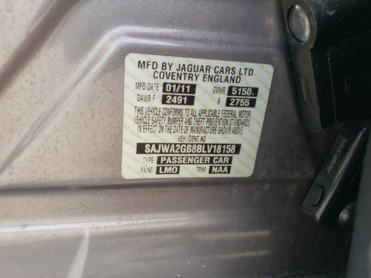 2011 Jaguar Xjl VIN: SAJWA2GB8BLV18158 Lot: 63366914