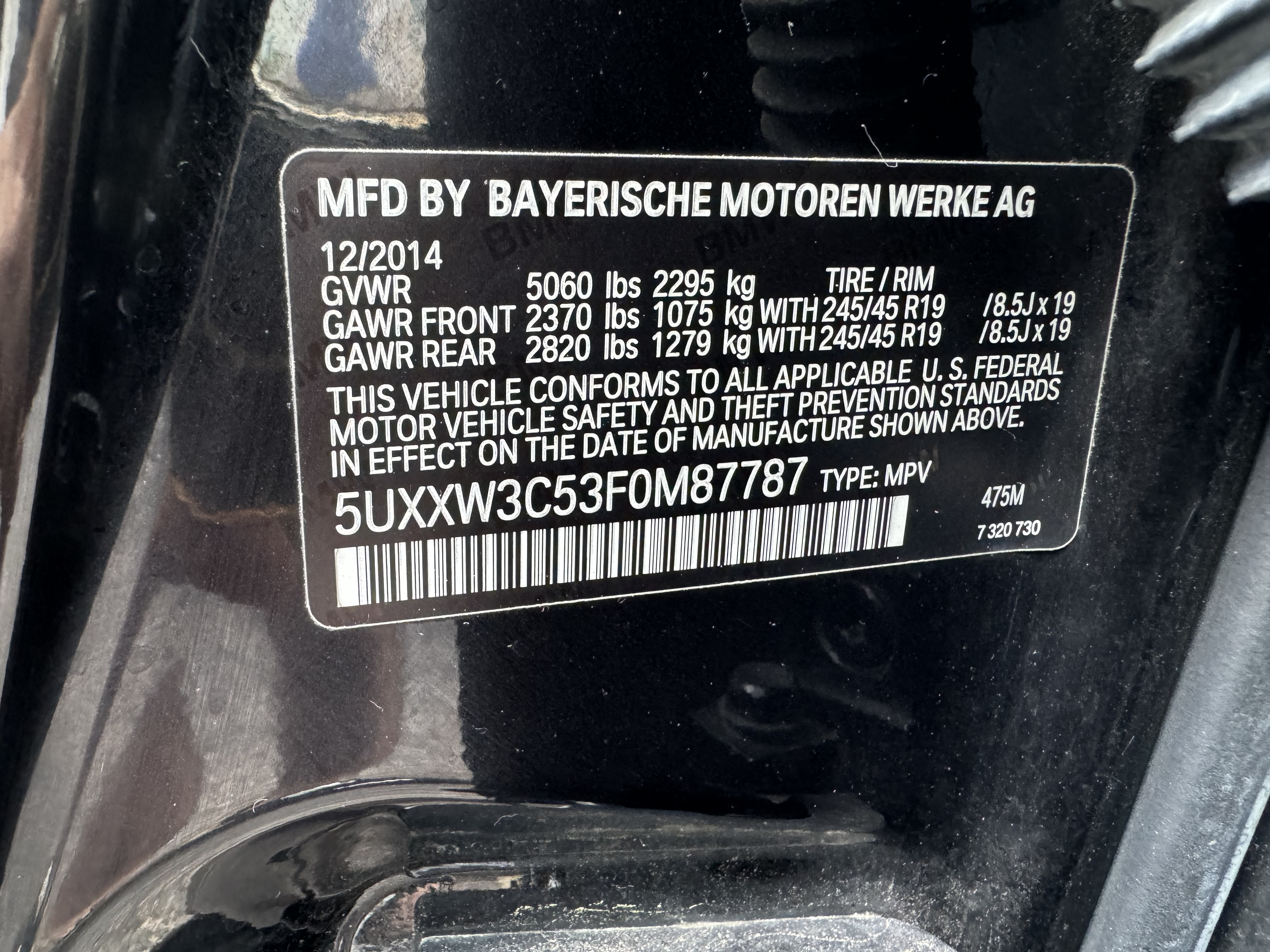 5UXXW3C53F0M87787 2015 BMW X4 xDrive28I