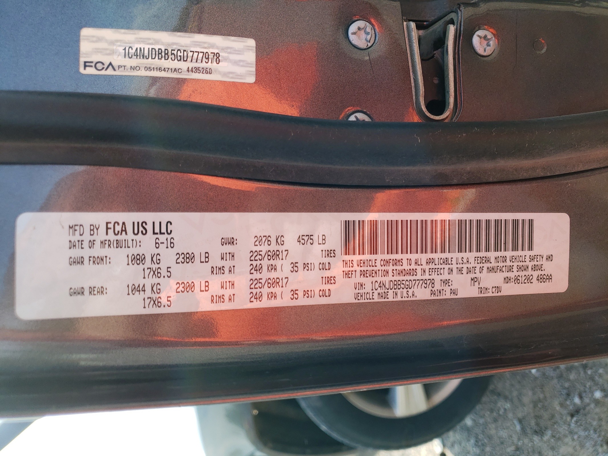 1C4NJDBB5GD777978 2016 Jeep Compass Sport